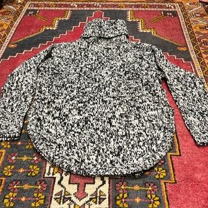 Black and White Marled Curved Hem Sweater